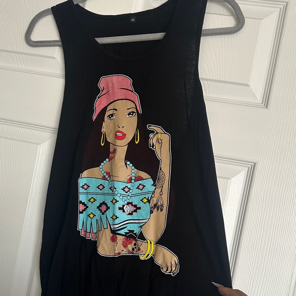 Black Graphic Tank Top